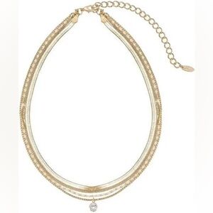 Ettika Gold Layered Necklace with Crystal Pendant